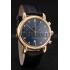 Omega Seamaster Vintage Chronograph Blue Dial Diamond Hour Marks Gold Case Black Leather Strap