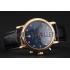 Omega Seamaster Vintage Chronograph Blue Dial Diamond Hour Marks Gold Case Black Leather Strap