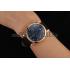 Omega Seamaster Vintage Chronograph Blue Dial Diamond Hour Marks Gold Case Black Leather Strap